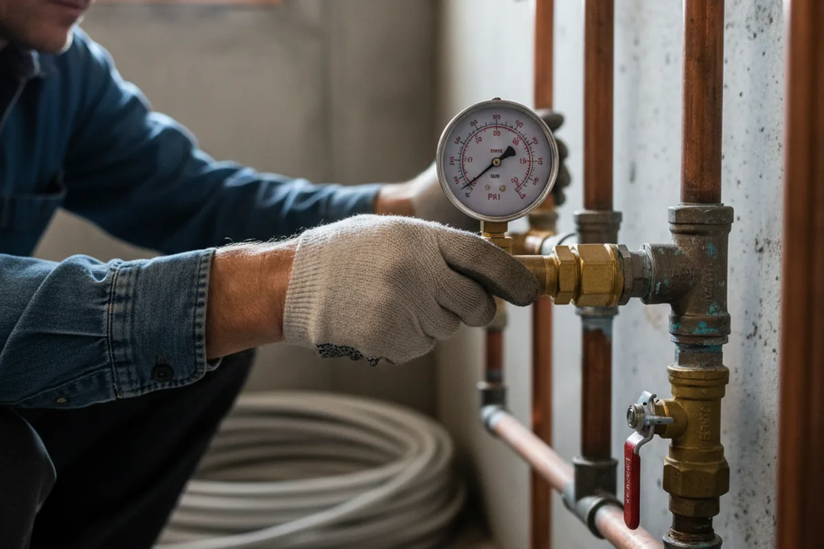 Pressure testing a repaired line during Water Line Repair in Donegal